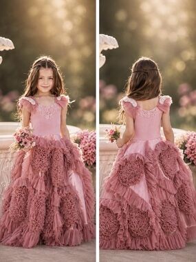 Dollcake I’m Blushing Frock Dress Size 2 Mauve Pink Pleated Swirl Couture Gown